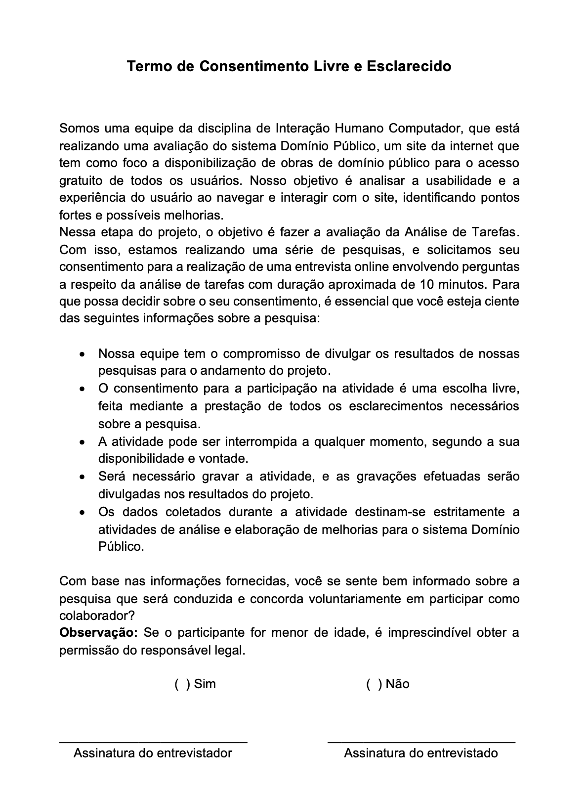 Figura 2: Termo de consentimento.