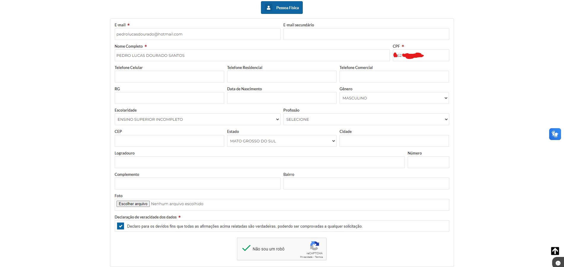 Perfil do site da Prefeitura alterado