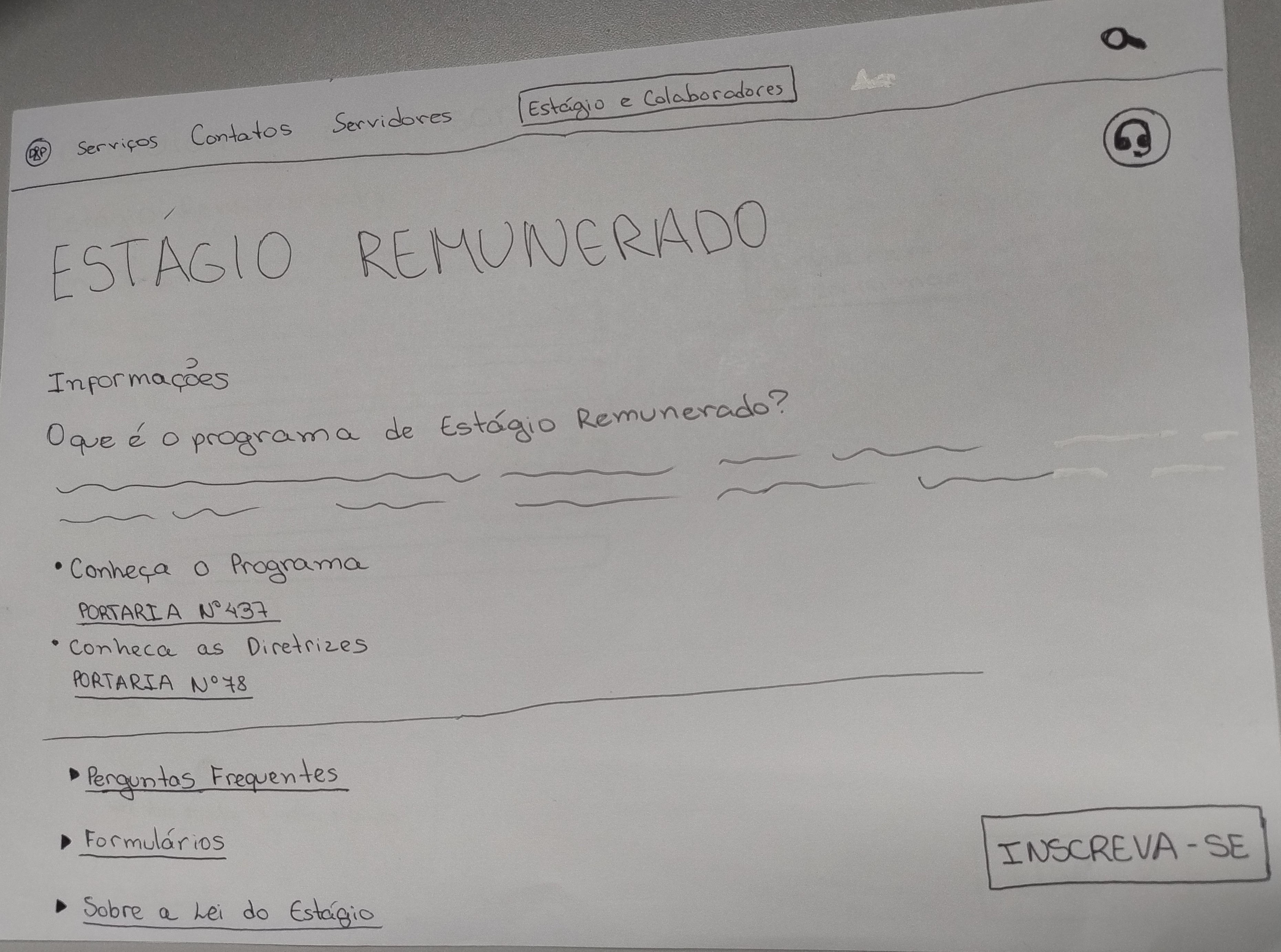 Figura 2 - Tela de inscrição para o estágio