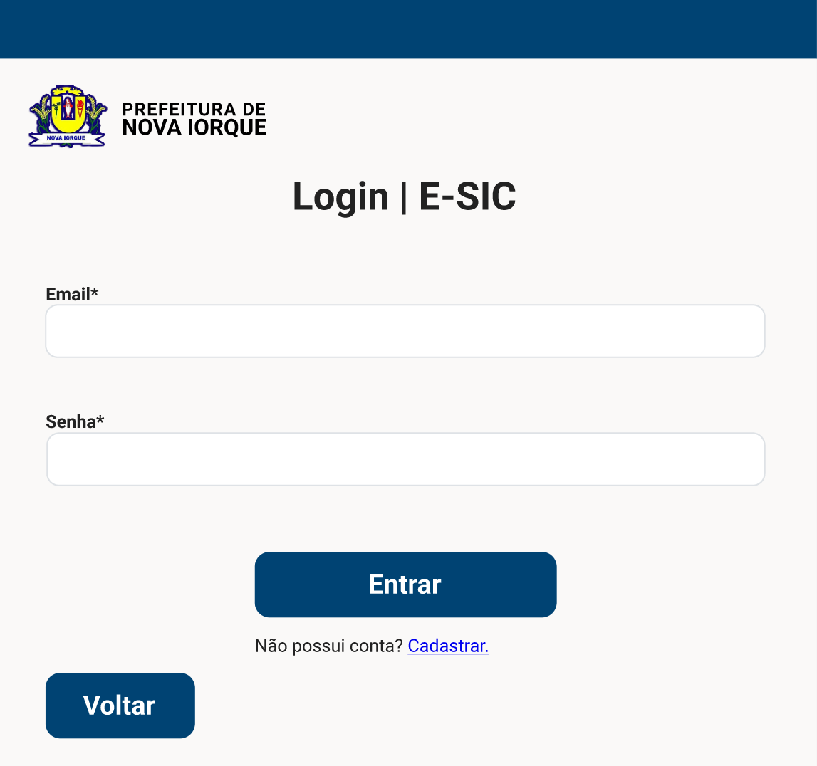 pagina de login no e-sic