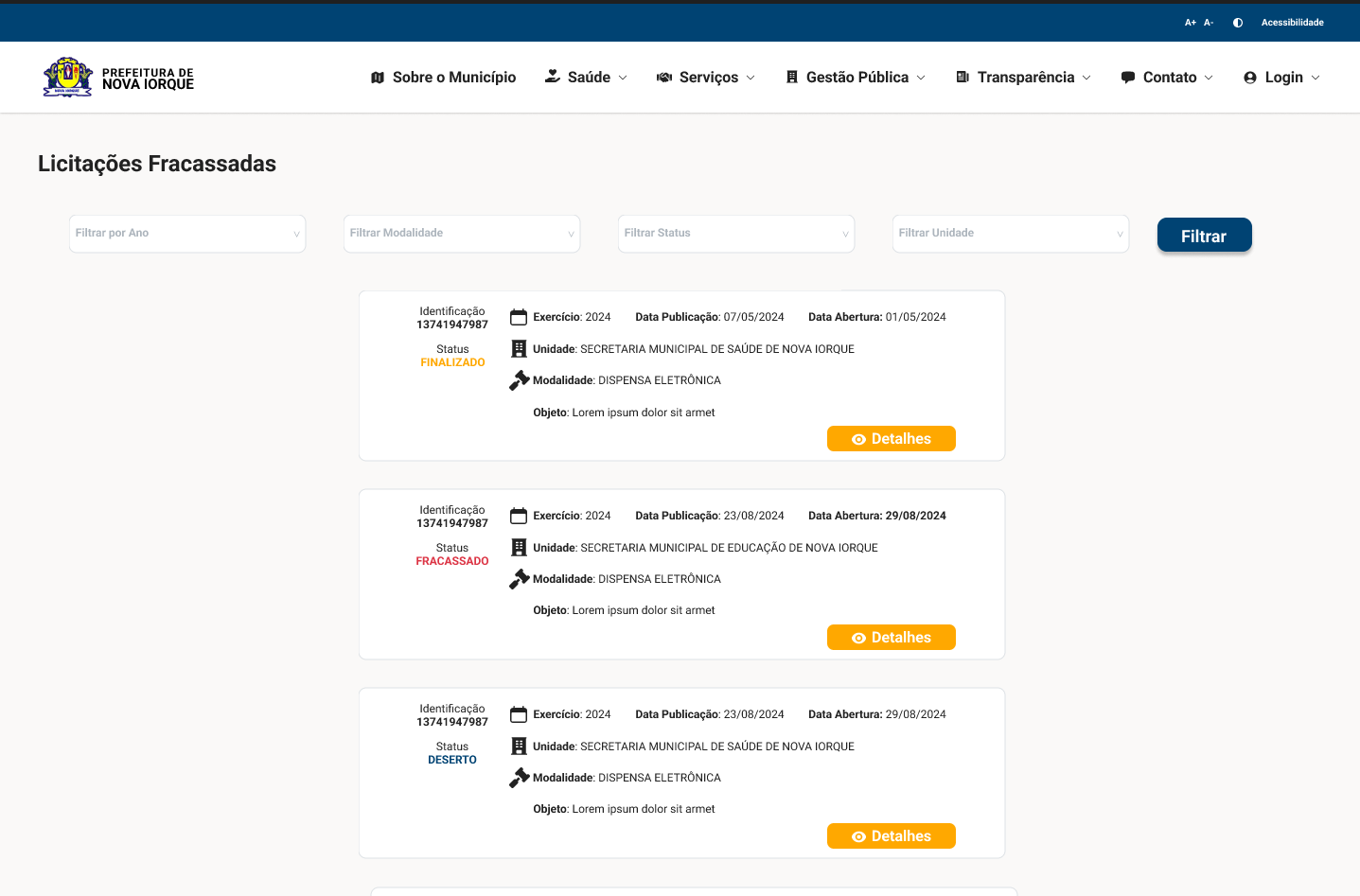 lista de licitações