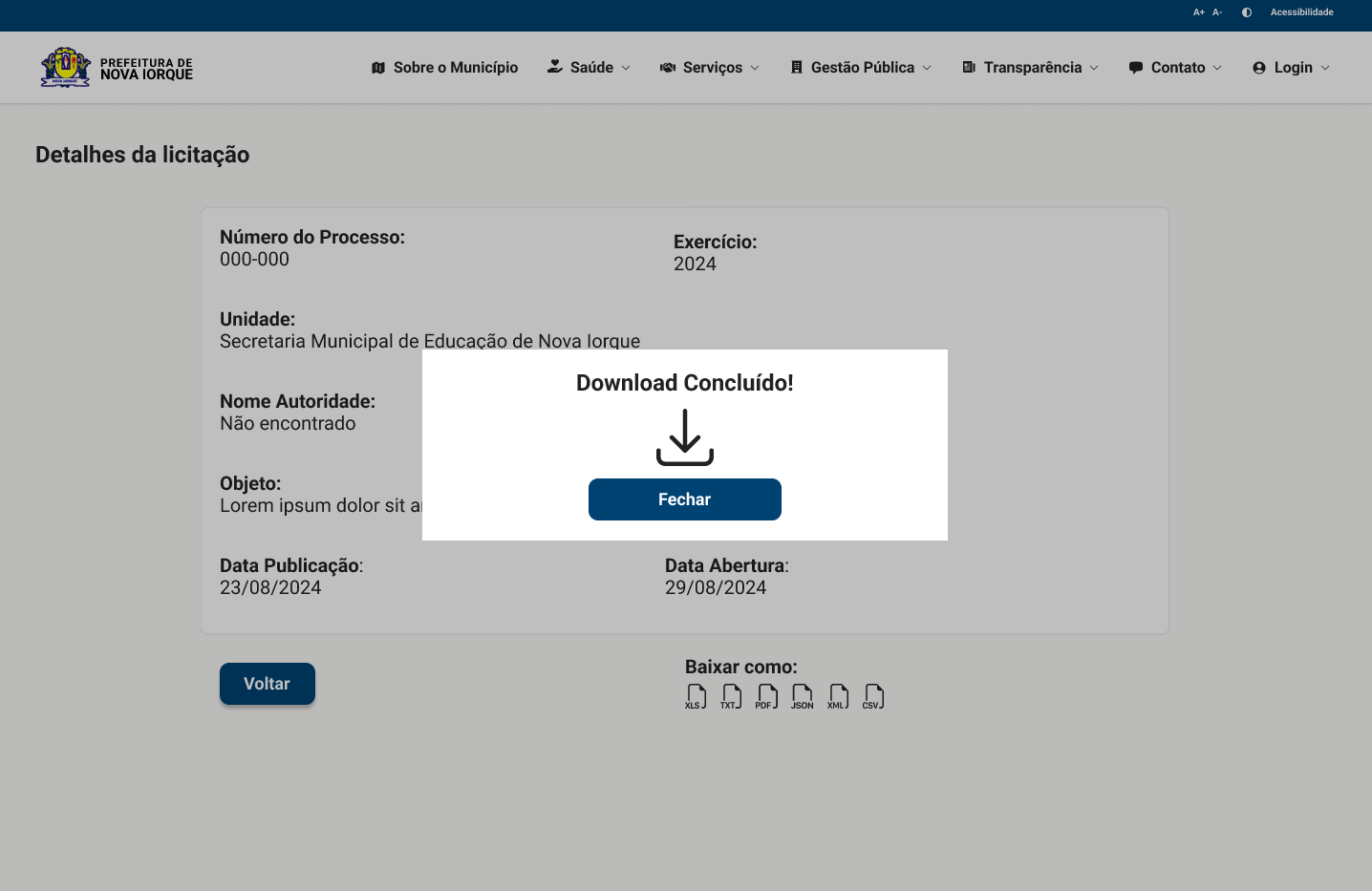 lista de licitações